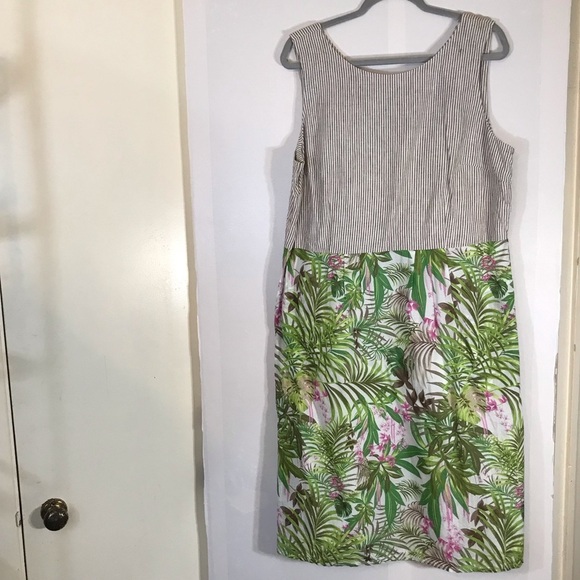 J. Jill Palms and Stripes Sleeveless Sheath Dress - Picture 3 of 13